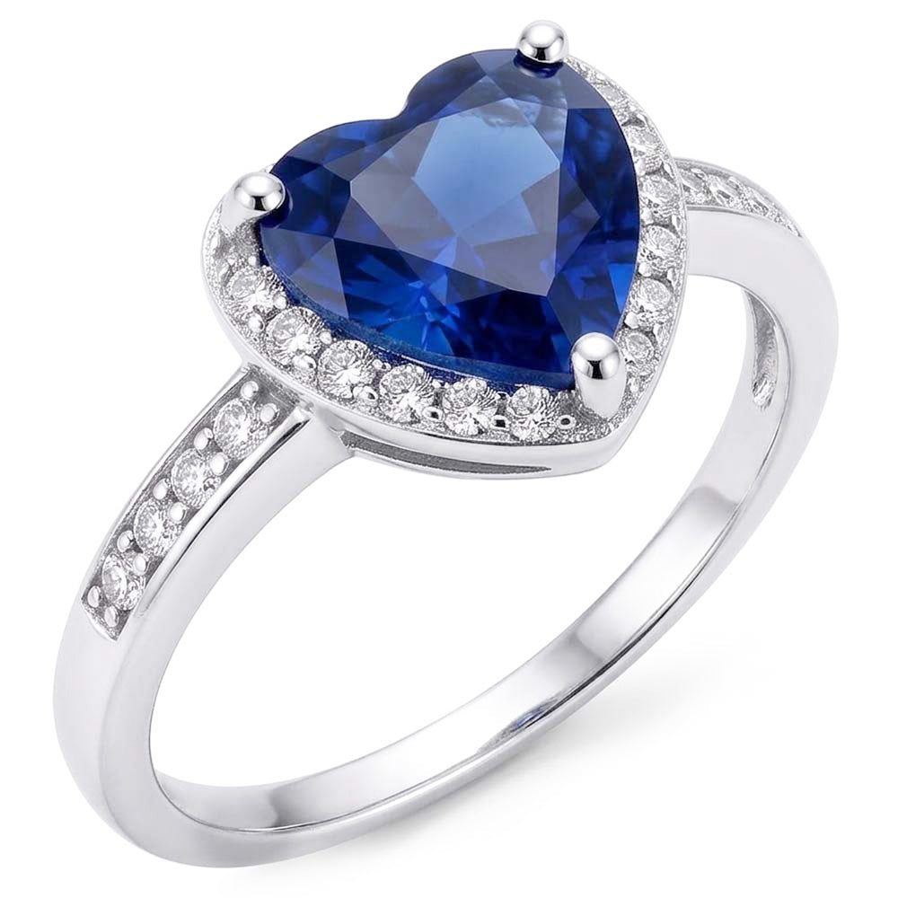 Natural Sapphire Ring 3.50ct - White Gold 14K
