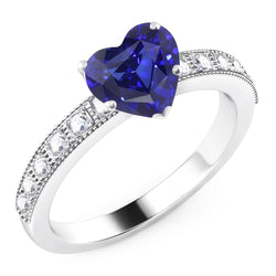 Natural Sapphire Ring 3.50ct - White Gold 14K