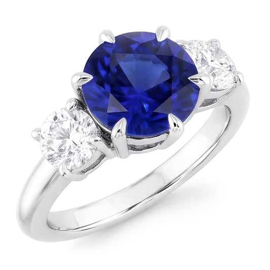 Natural Sapphire Ring 3.50ct - White Gold 14K