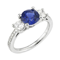 Natural Sapphire Ring 3.50ct - White Gold 14K