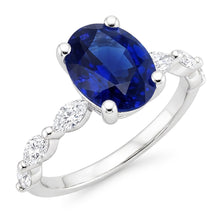 Natural Sapphire Ring 3.50ct - White Gold 14K
