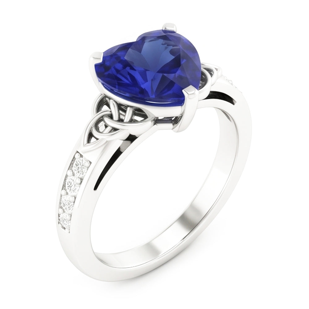 Natural Sapphire Ring 3.50ct - White Gold 14K