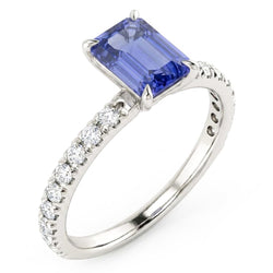Natural Sapphire Ring 3.50ct - White Gold 14K