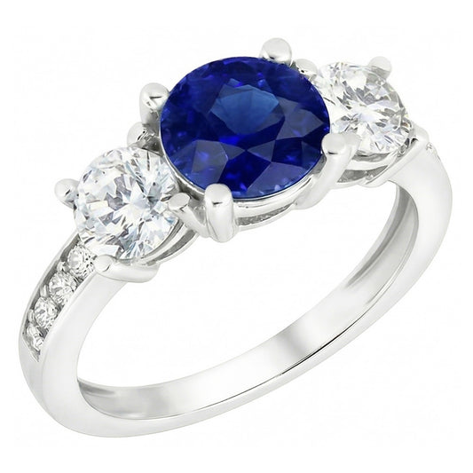 Natural Sapphire Ring 3.50ct - White Gold 14K