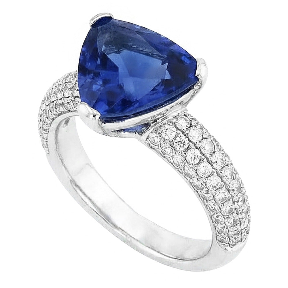 Natural Sapphire Ring 3.50ct - White Gold 14K