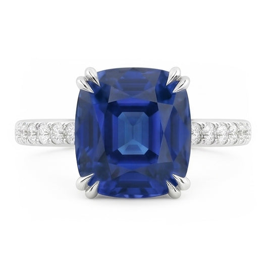 Natural Sapphire Ring 3.50ct - White Gold 14K