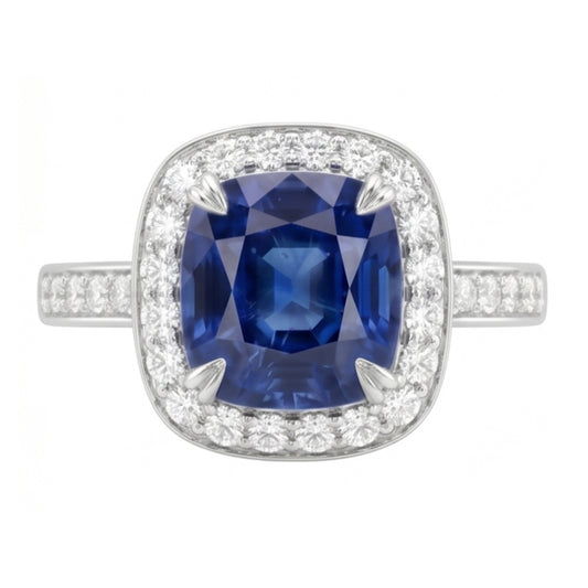 Natural Sapphire Ring 3.50ct - White Gold 14K