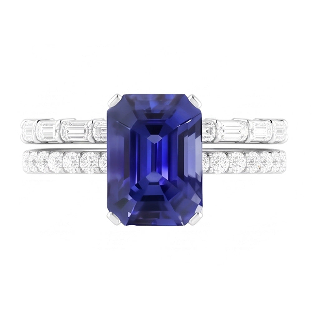 Natural Sapphire Ring 3.50ct - White Gold 14K