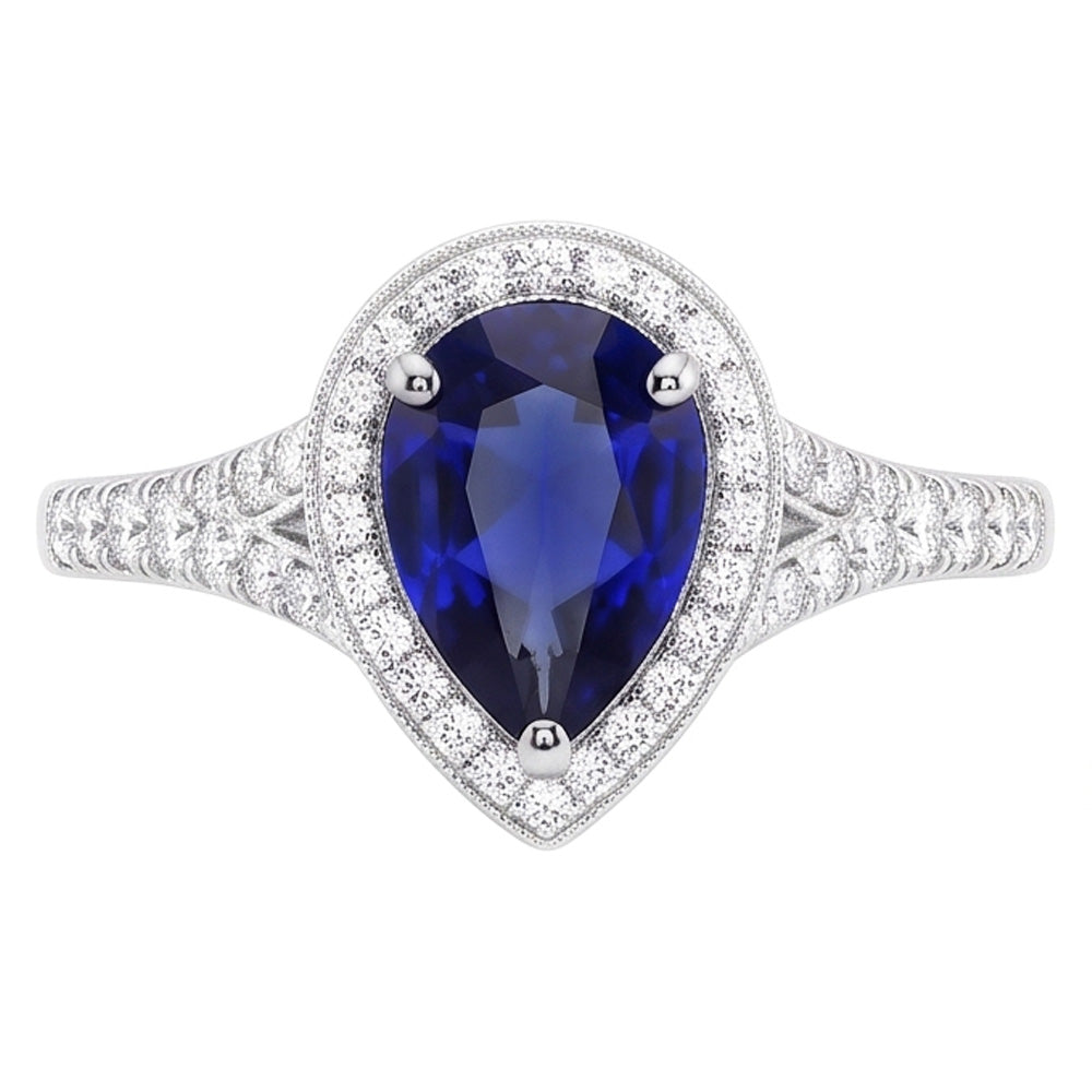 Natural Sapphire Ring 3.50ct - White Gold 14K