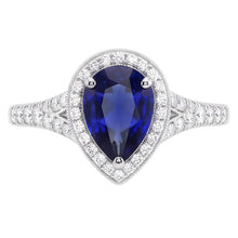 Natural Sapphire Ring 3.50ct - White Gold 14K