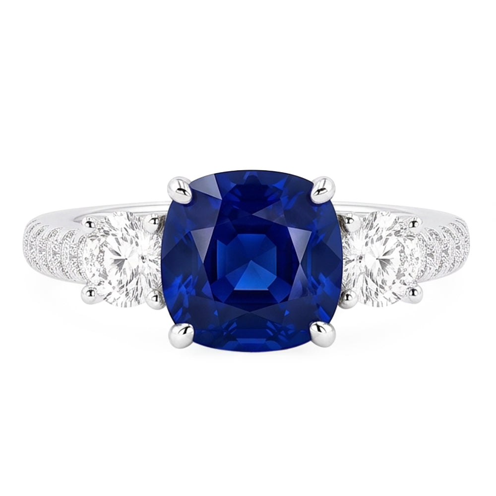 Natural Sapphire Ring 3.50ct - White Gold 14K