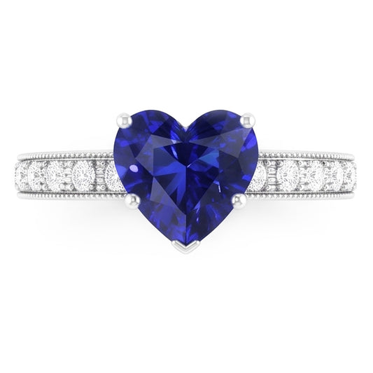Natural Sapphire Ring 3.50ct - White Gold 14K