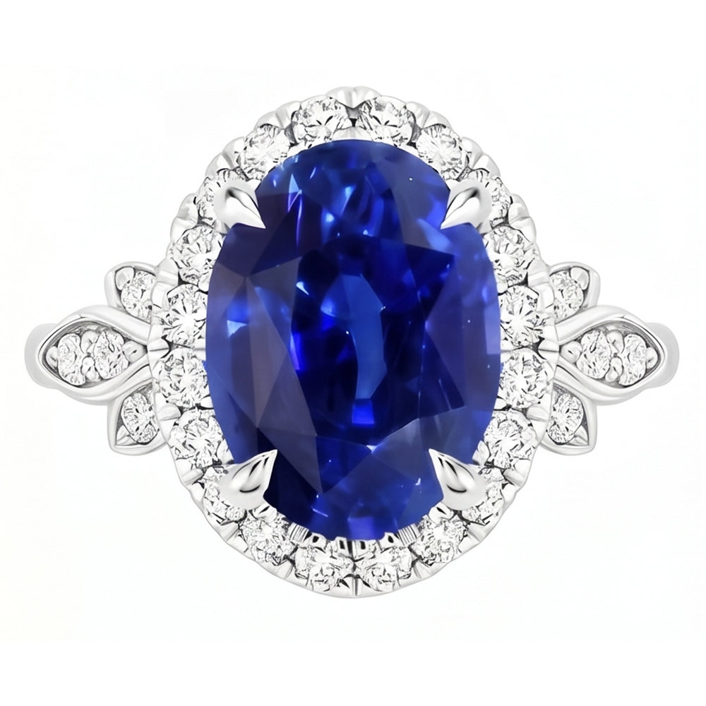 Natural Sapphire Ring 3.50ct - White Gold 14K