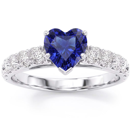Natural Sapphire Ring 3.50ct - White Gold 14K