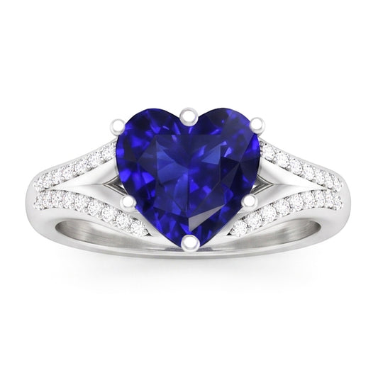 Natural Sapphire Ring 3.50ct - White Gold 14K