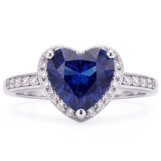 Natural Sapphire Ring 3.50ct - White Gold 14K
