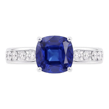 Natural Sapphire Ring 3.50ct - White Gold 14K