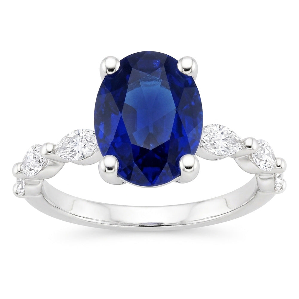 Natural Sapphire Ring 3.50ct - White Gold 14K