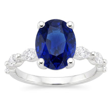Natural Sapphire Ring 3.50ct - White Gold 14K