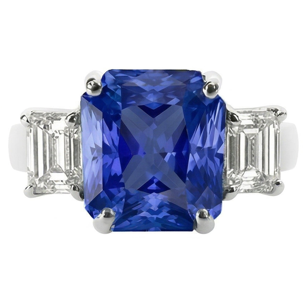 Natural Sapphire Ring 3.50ct - White Gold 14K