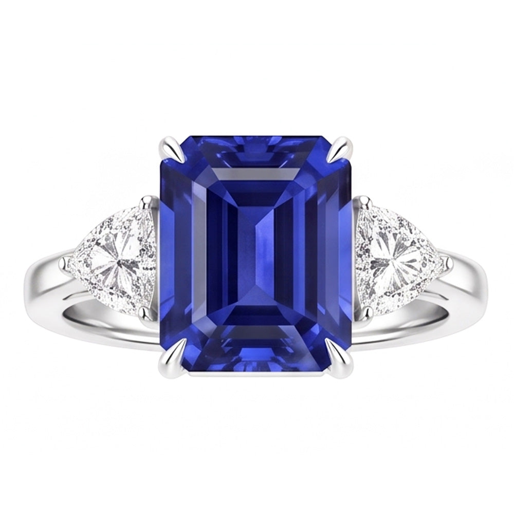 Natural Sapphire Ring 3.50ct - White Gold 14K