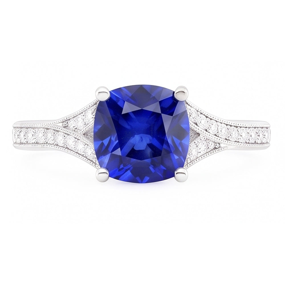 Natural Sapphire Ring 3.50ct - White Gold 14K