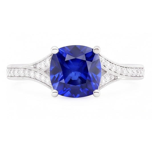 Natural Sapphire Ring 3.50ct - White Gold 14K