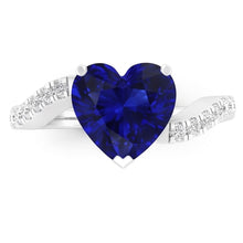 Natural Sapphire Ring 3.50ct - White Gold 14K