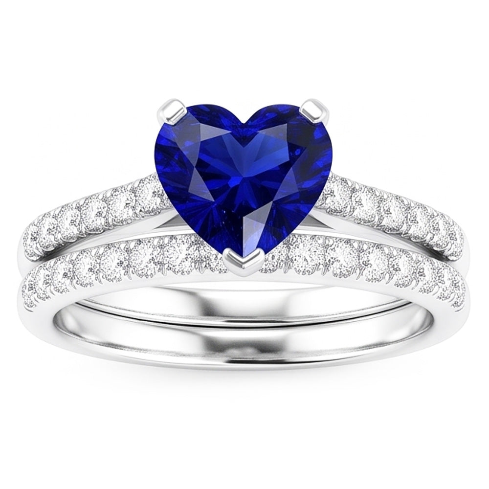 Natural Sapphire Ring 3.50ct - White Gold 14K