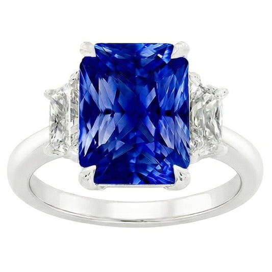 Natural Sapphire Ring 3.50ct - White Gold 14K