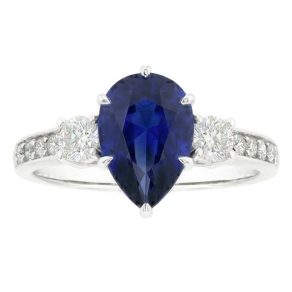 Natural Sapphire Ring 3.50ct - White Gold 14K
