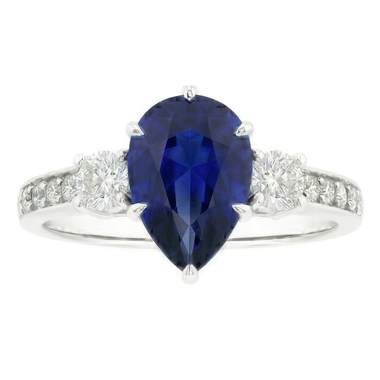 Natural Sapphire Ring 3.50ct - White Gold 14K
