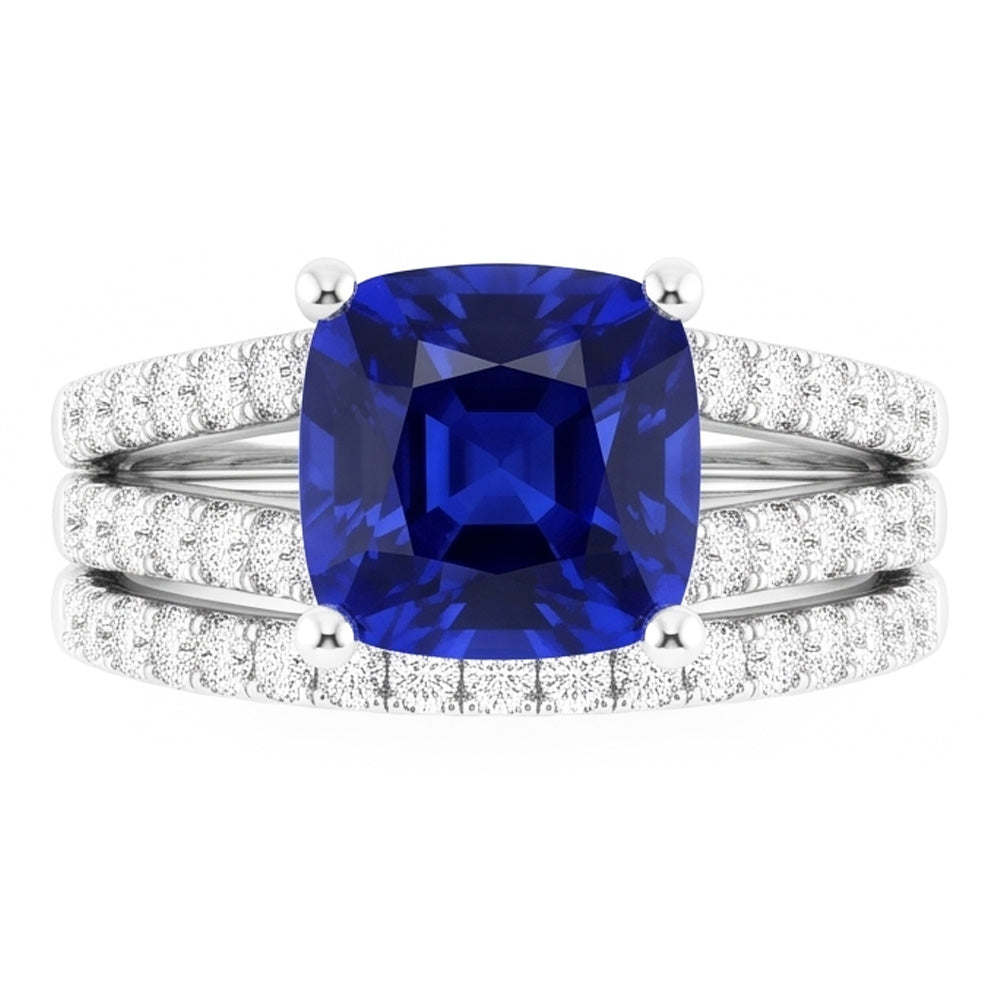 Natural Sapphire Ring 3.50ct - White Gold 14K