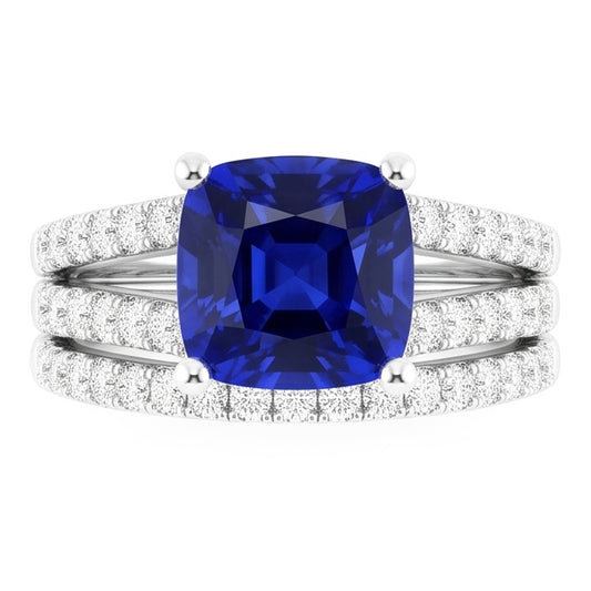 Natural Sapphire Ring 3.50ct - White Gold 14K