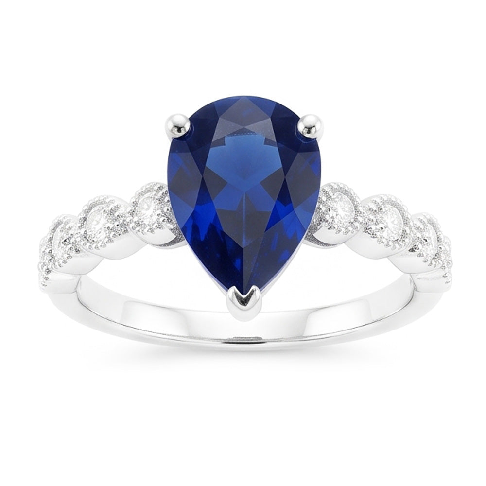 Natural Sapphire Ring 3.50ct - White Gold 14K
