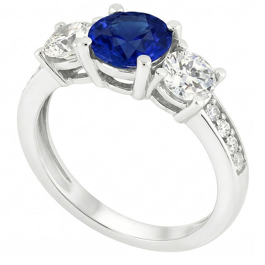 Natural Sapphire Ring 3.50ct - White Gold 14K