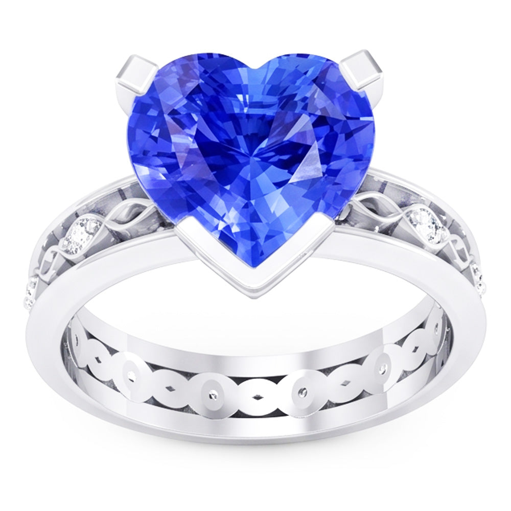 Natural Sapphire Ring 3.50ct - White Gold 14K