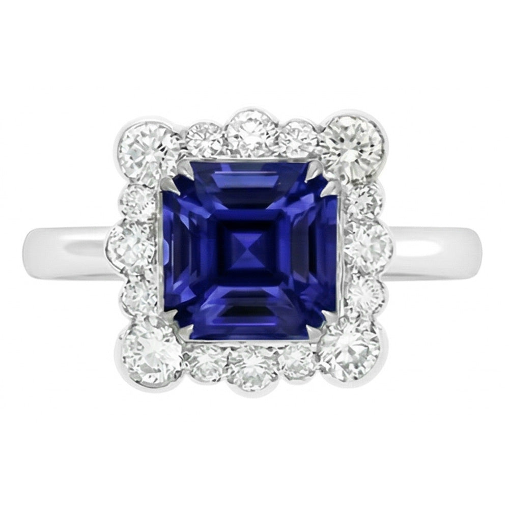 Natural Sapphire Ring 3.50ct - White Gold 14K