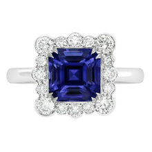 Natural Sapphire Ring 3.50ct - White Gold 14K