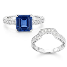 Natural Sapphire Ring 3.50ct - White Gold 14K