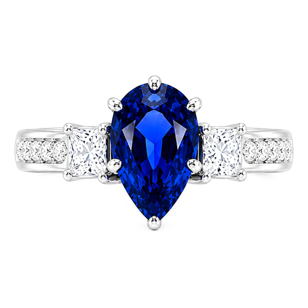 Natural Sapphire Ring 3.50ct - White Gold 14K