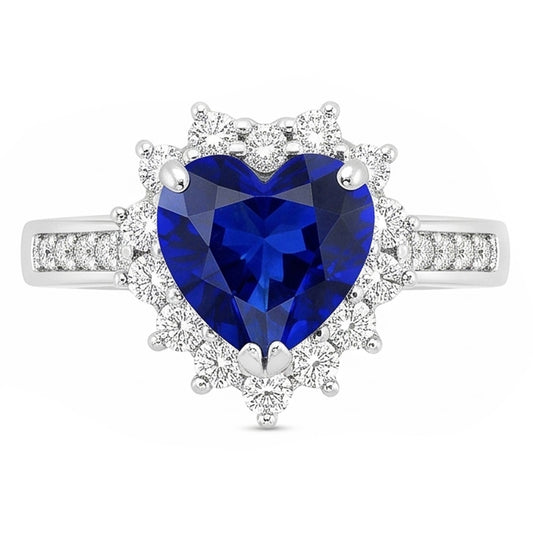 Natural Sapphire Ring 3.50ct - White Gold 14K