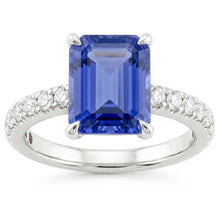 Natural Sapphire Ring 3.50ct - White Gold 14K