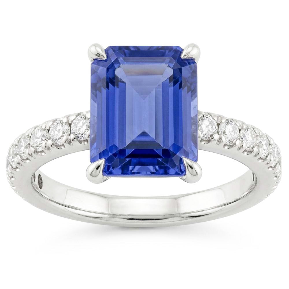 Natural Sapphire Ring 3.50ct - White Gold 14K