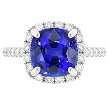 Natural Sapphire Ring 3.50ct - White Gold 14K