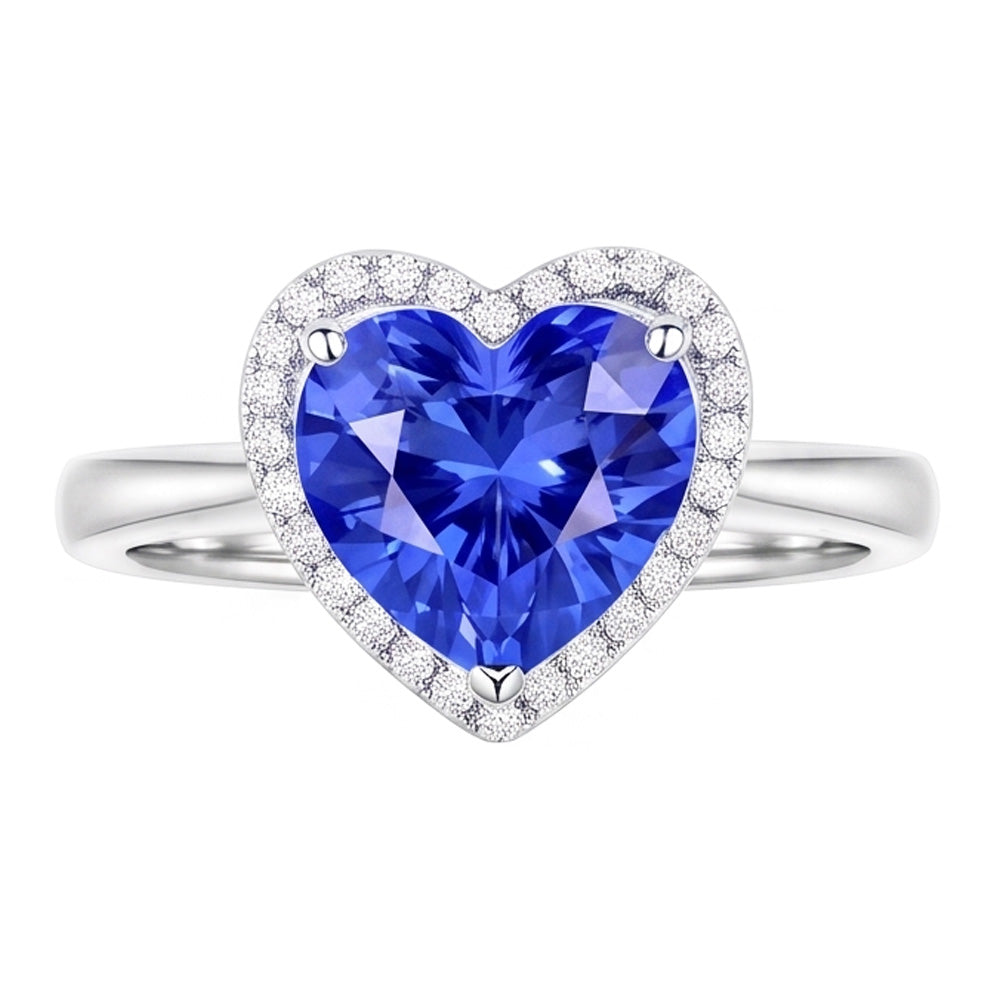 Natural Sapphire Ring 3.50ct - White Gold 14K