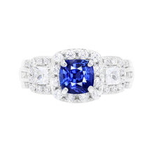 Natural Sapphire Ring 3.50ct - White Gold 14K