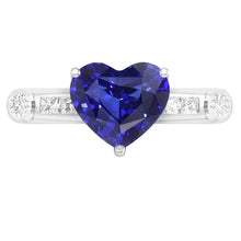 Natural Sapphire Ring 3.50ct - White Gold 14K