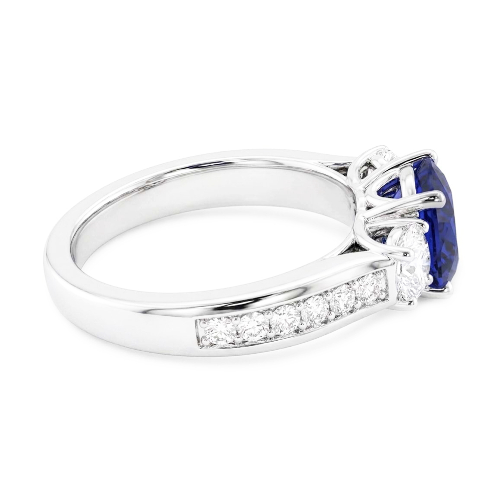 Natural Sapphire Ring 3.50ct - White Gold 14K
