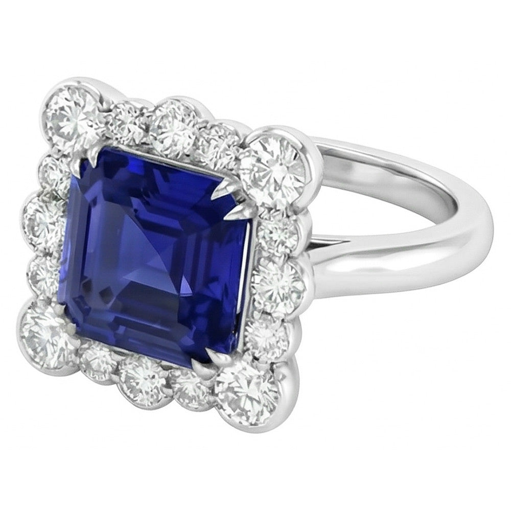 Natural Sapphire Ring 3.50ct - White Gold 14K